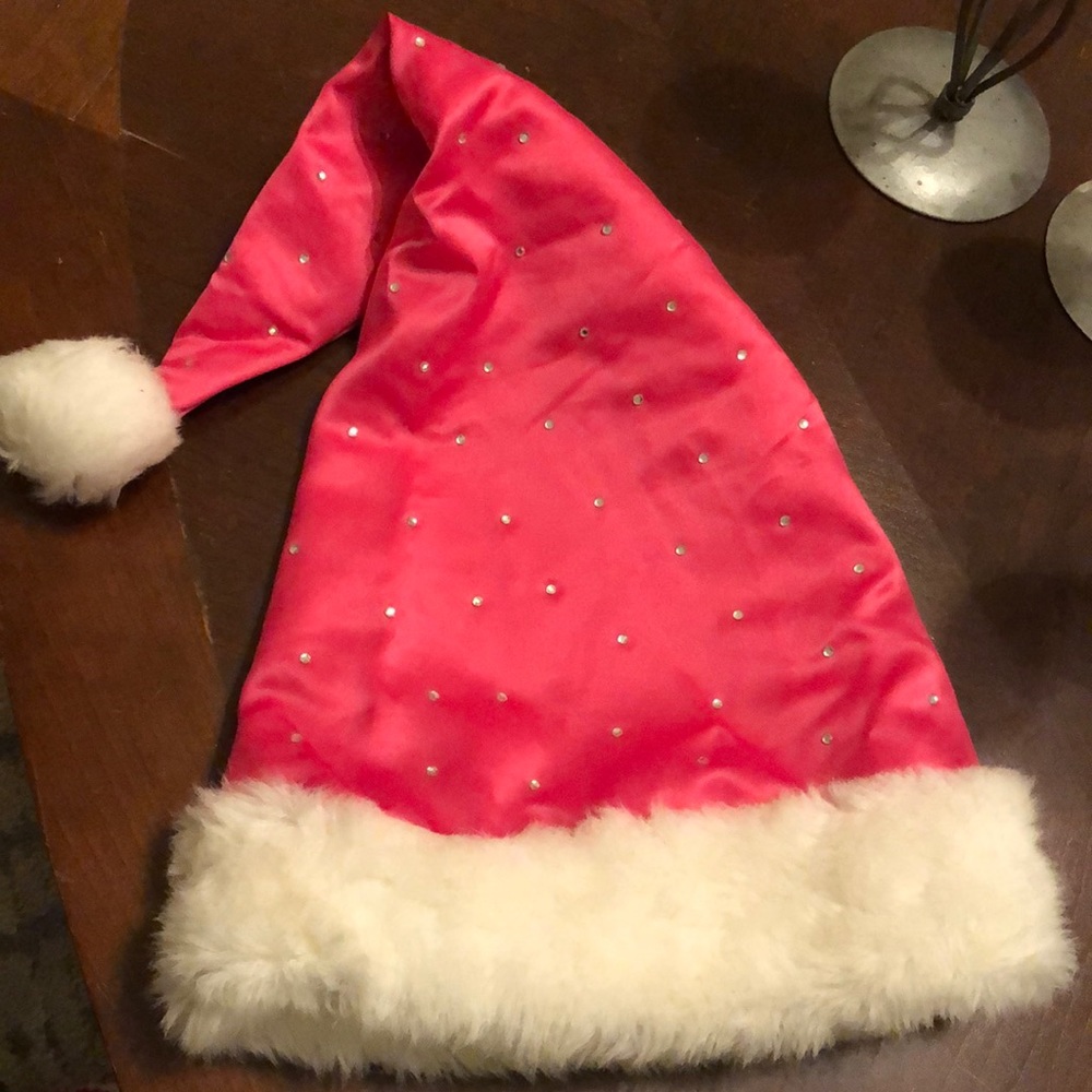 Rhinestone Pink Santa Hat